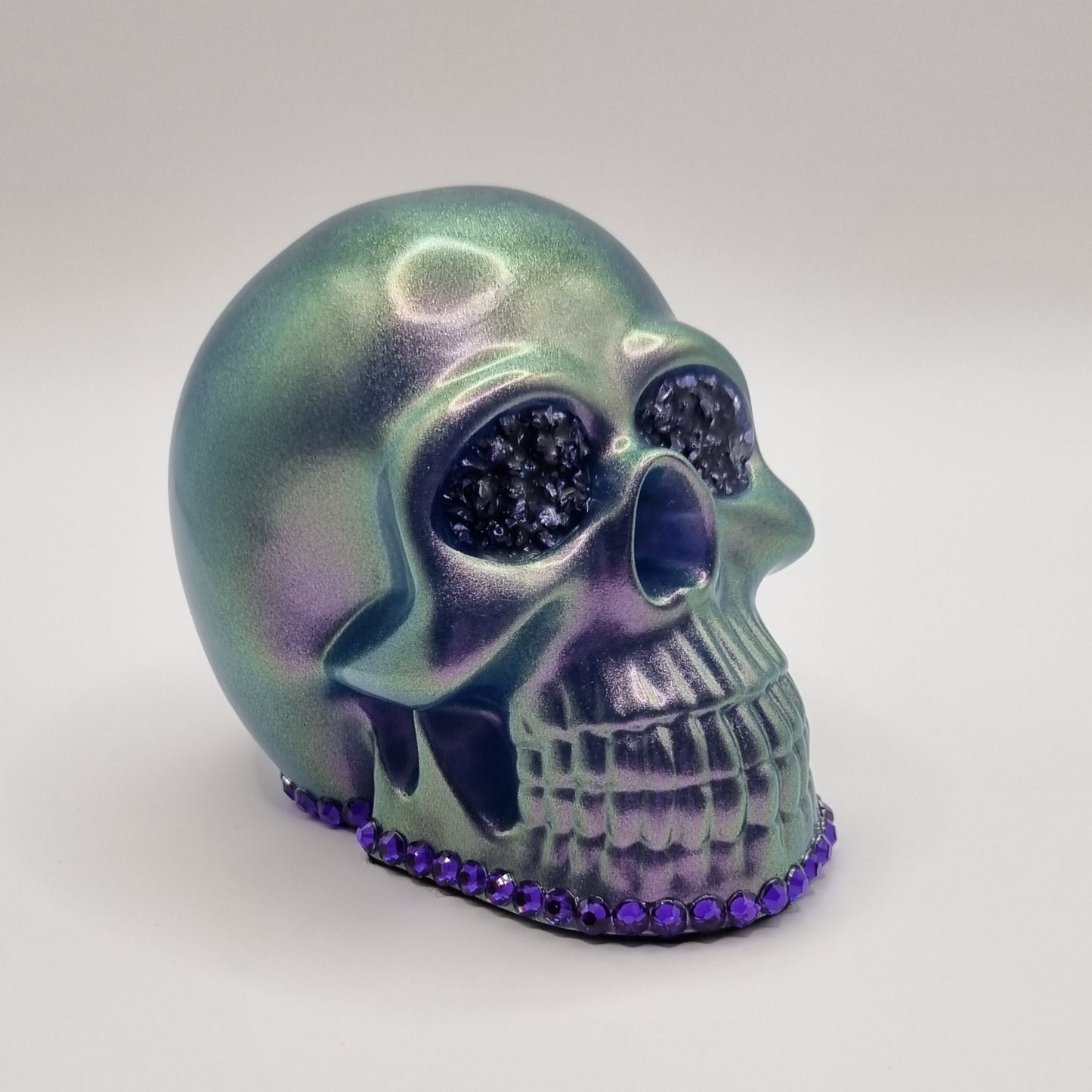 Large Skull Violet Chameleon Paperweight