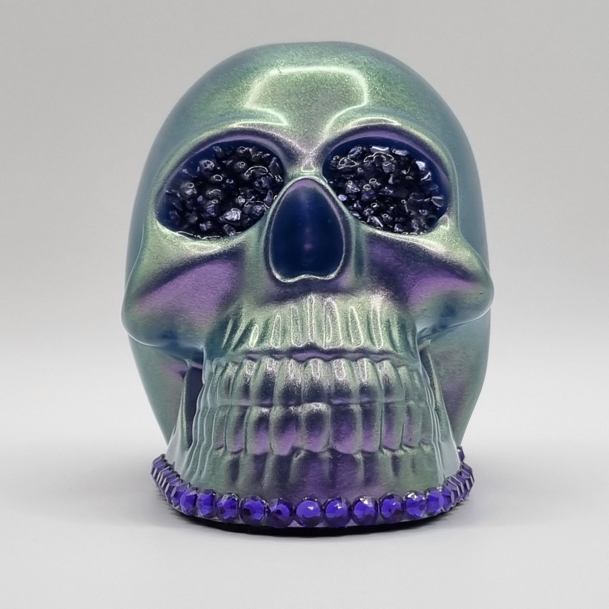 Large Skull Violet Chameleon Paperweight