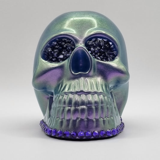 Large Skull Violet Chameleon Paperweight