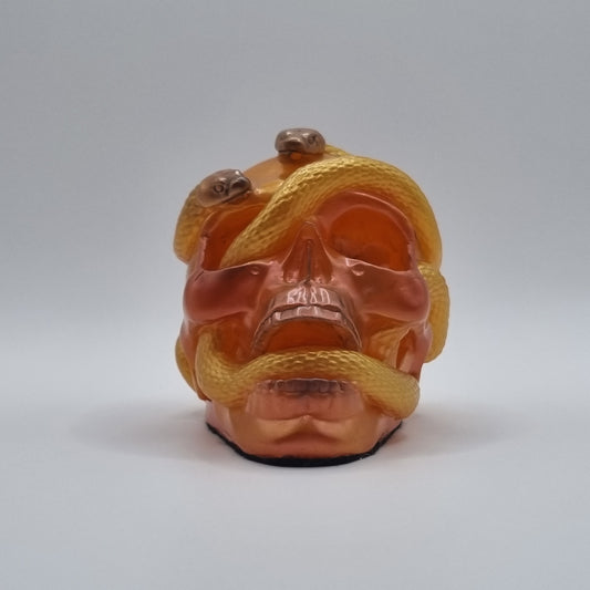 Small Skull Orange Multi-Coloured Paperweight