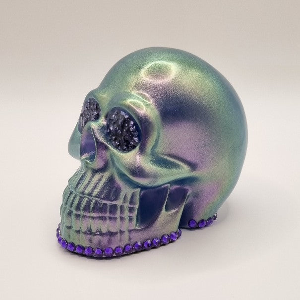 Large Skull Violet Chameleon Paperweight