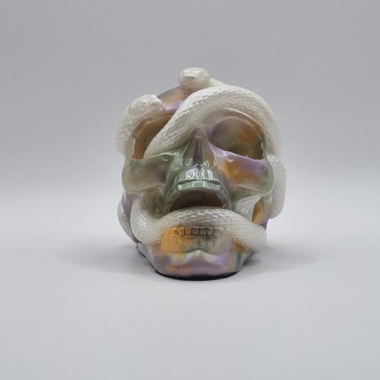 Small Skull White Multi-Coloured Paperweight