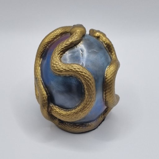 Small Skull Blue & Gold Multi-Coloured Paperweight