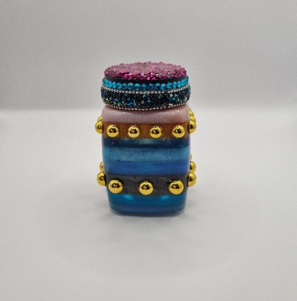 Studded Multi-Coloured Small Decorative Jar