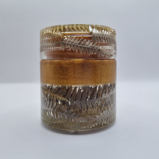 Gold & Fern Round Decorative Storage Jar