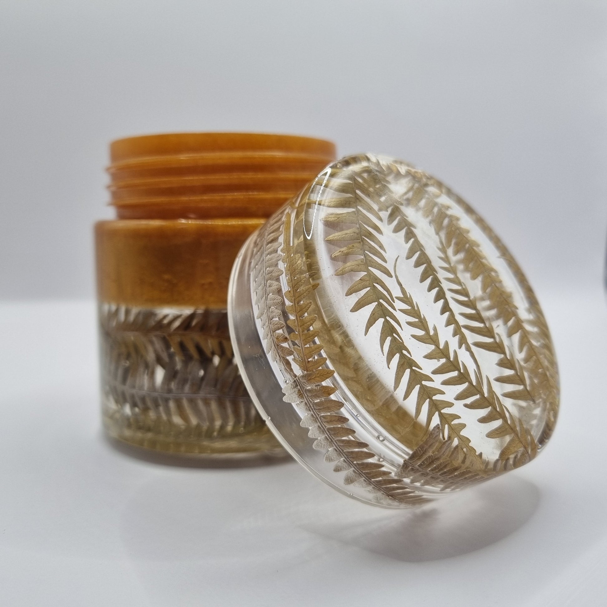 Gold & Fern Round Decorative Storage Jar