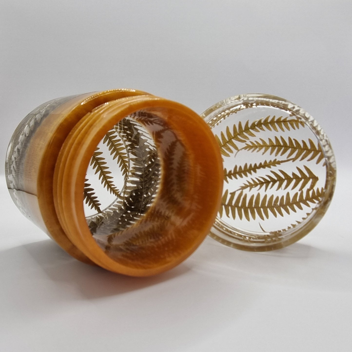 Gold & Fern Round Decorative Storage Jar