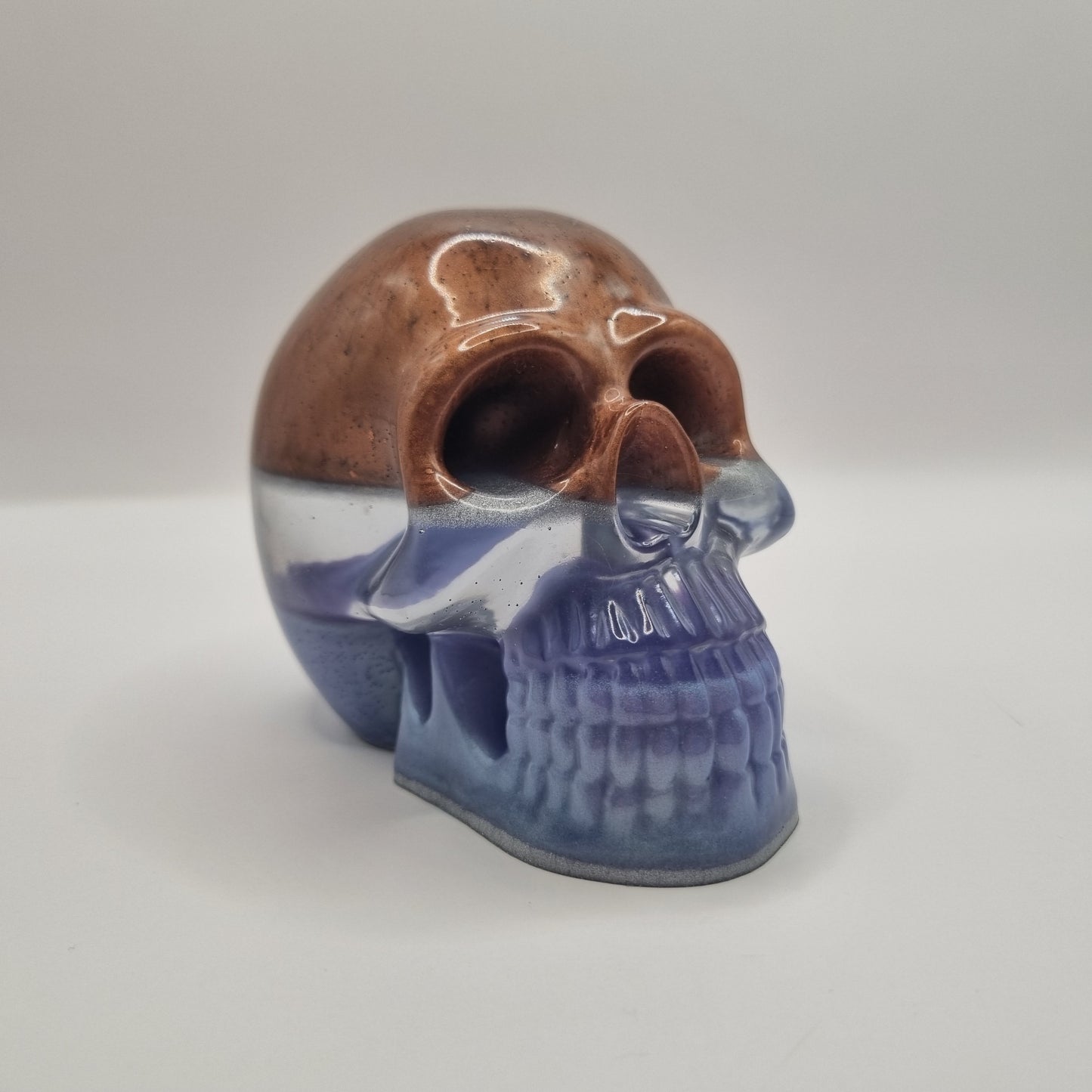 Large Skull Layered Bronze & Purple Paperweight