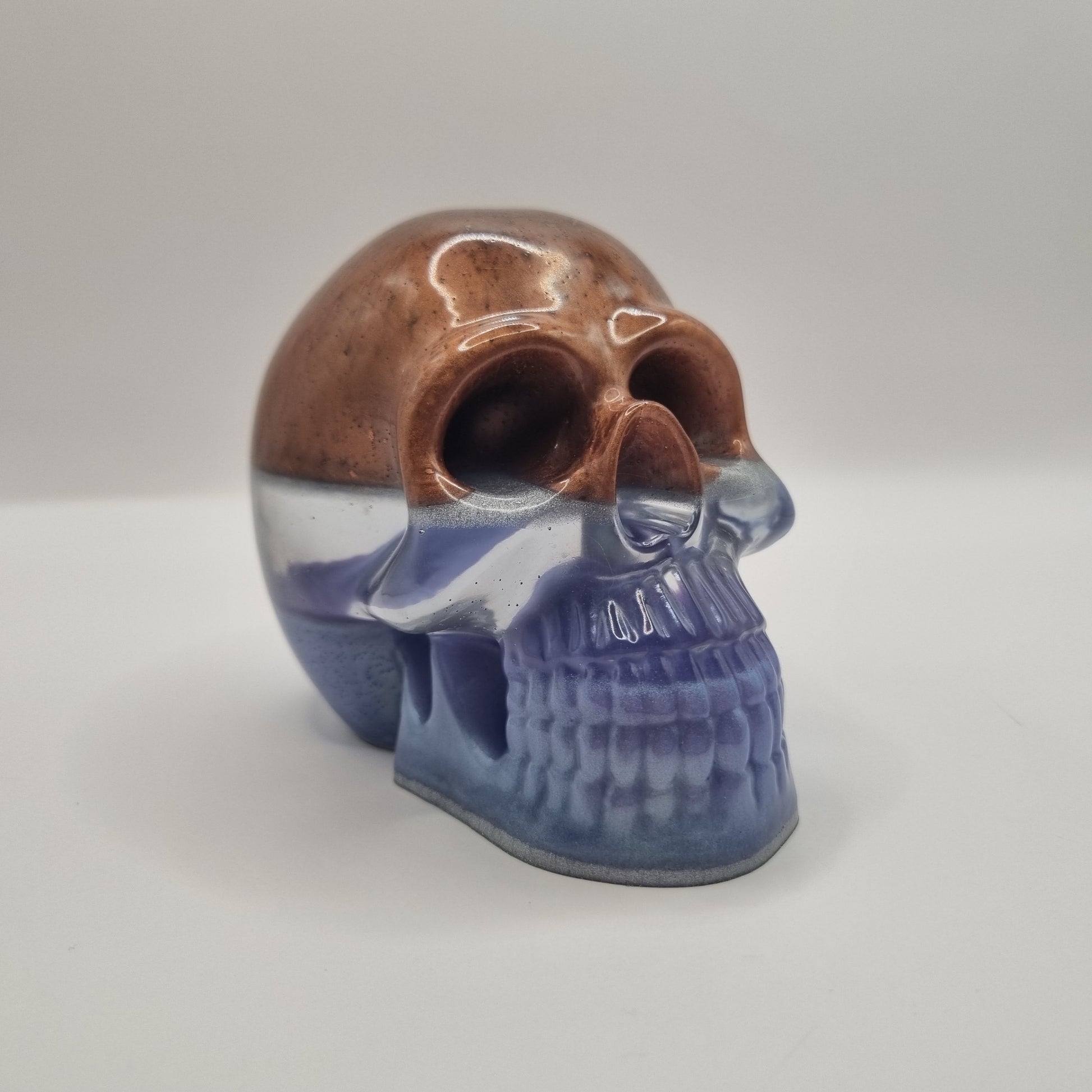 Large Skull Layered Bronze & Purple Paperweight
