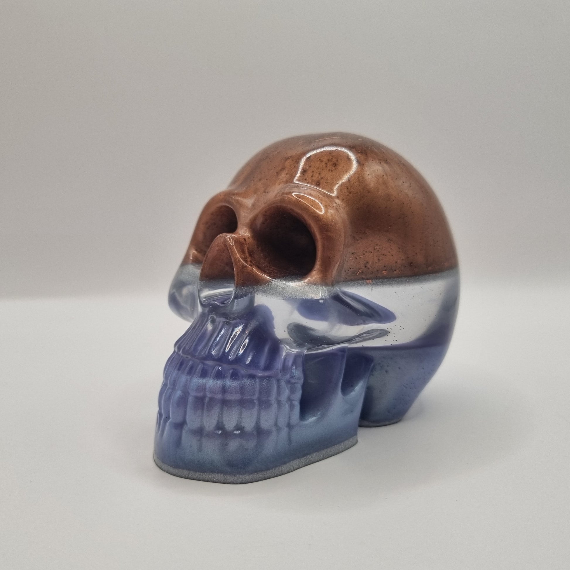 Large Skull Layered Bronze & Purple Paperweight