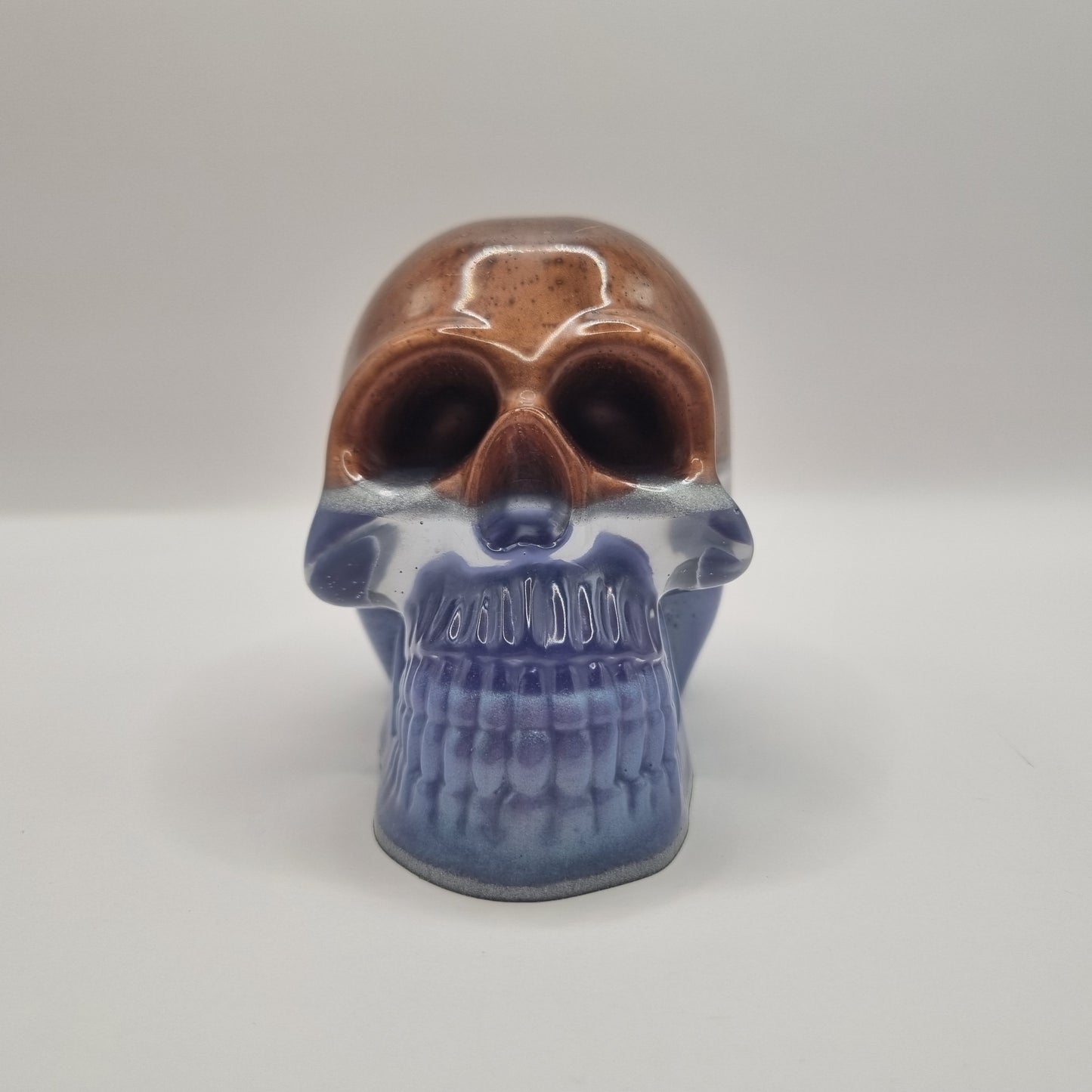 Large Skull Layered Bronze & Purple Paperweight