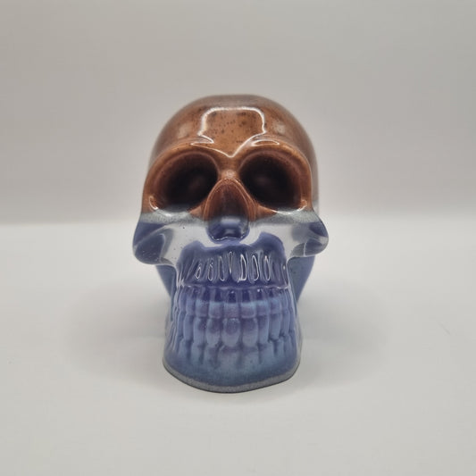 Large Skull Layered Bronze & Purple Paperweight