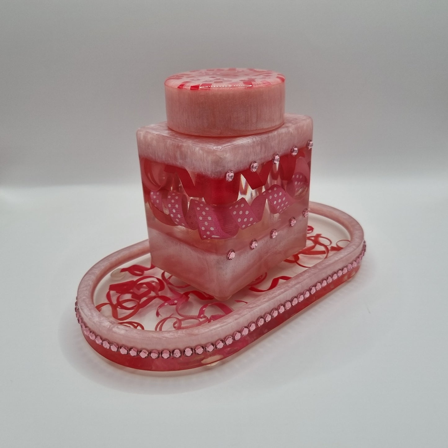 Birthday Cake 2-piece Set - Decorative Storage Jar and Tray