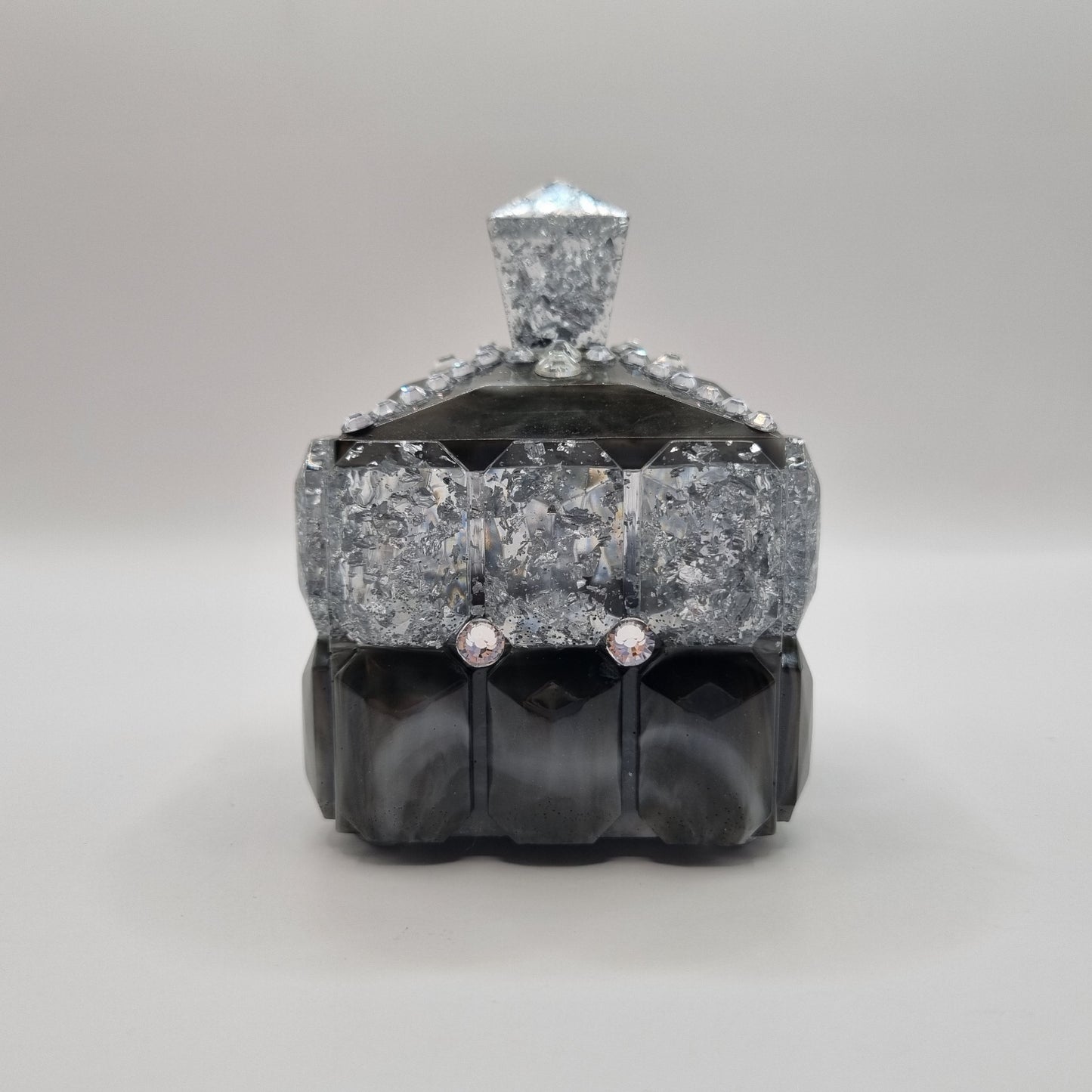 Black & White Marble Effect with Silver Foil Jewellery Box