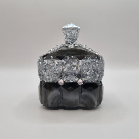 Black & White Marble Effect with Silver Foil Jewellery Box