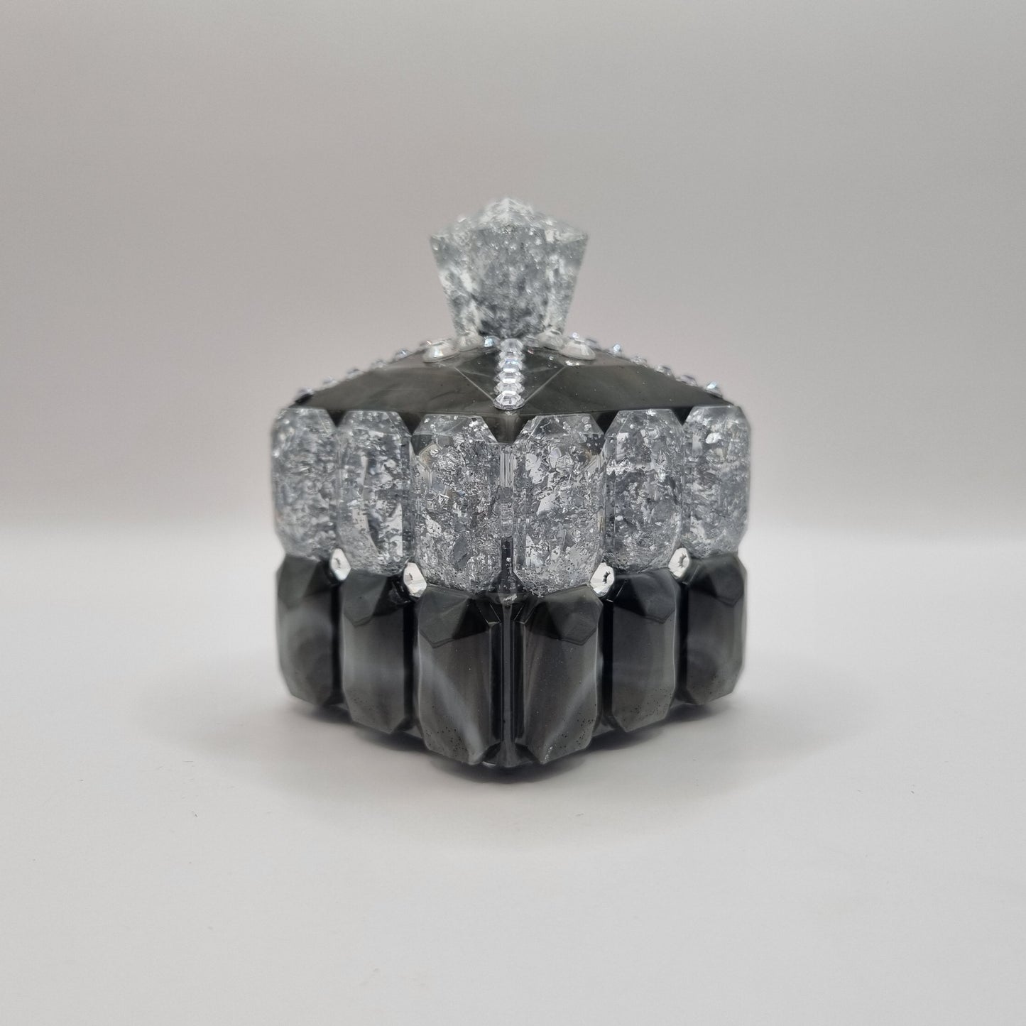 Black & White Marble Effect with Silver Foil Jewellery Box