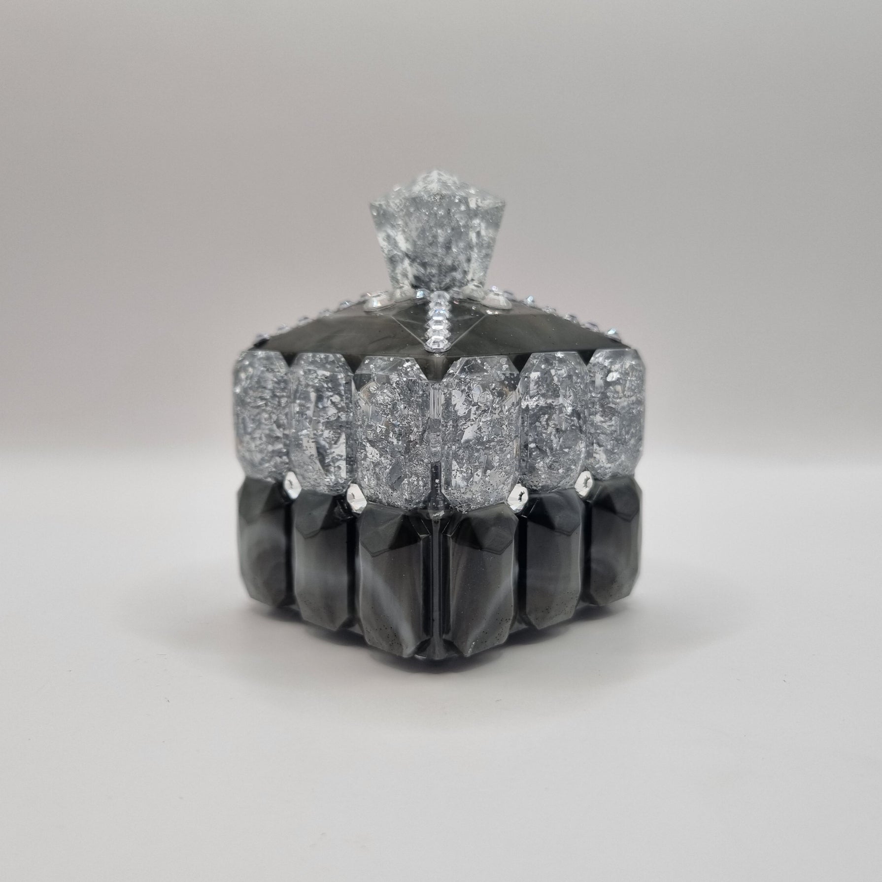 Black & White Marble Effect with Silver Foil Jewellery Box
