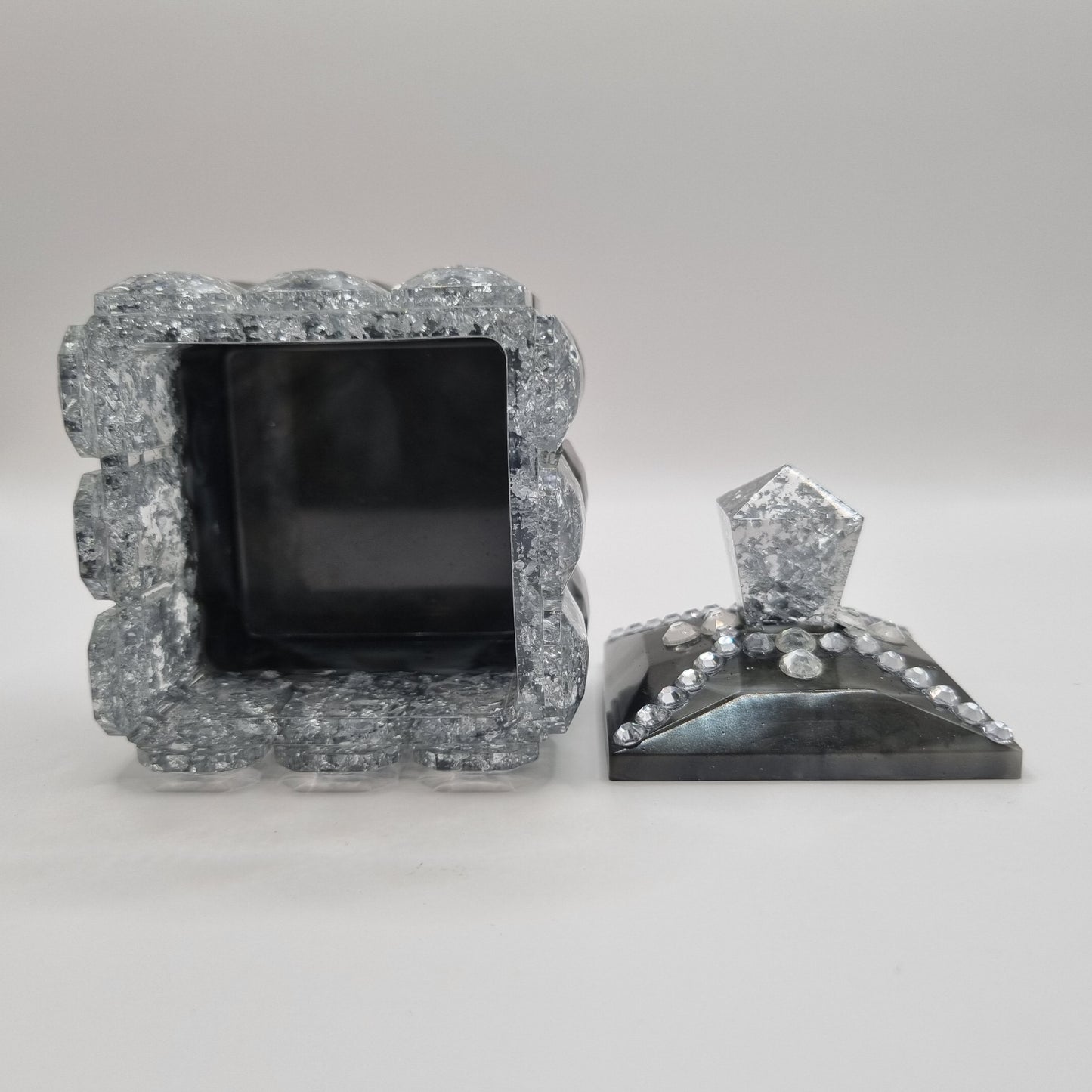 Black & White Marble Effect with Silver Foil Jewellery Box