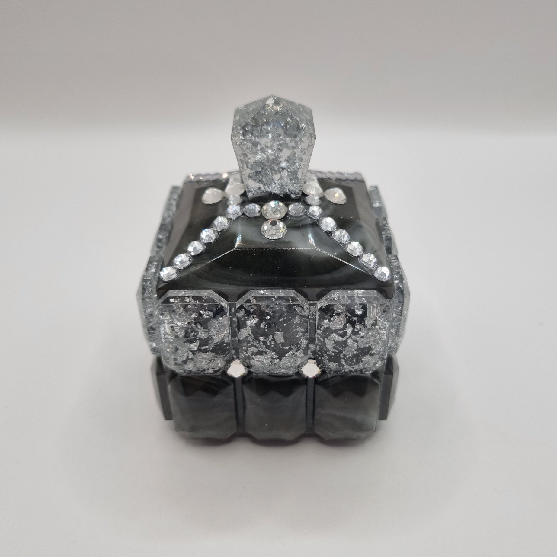 Black & White Marble Effect with Silver Foil Jewellery Box