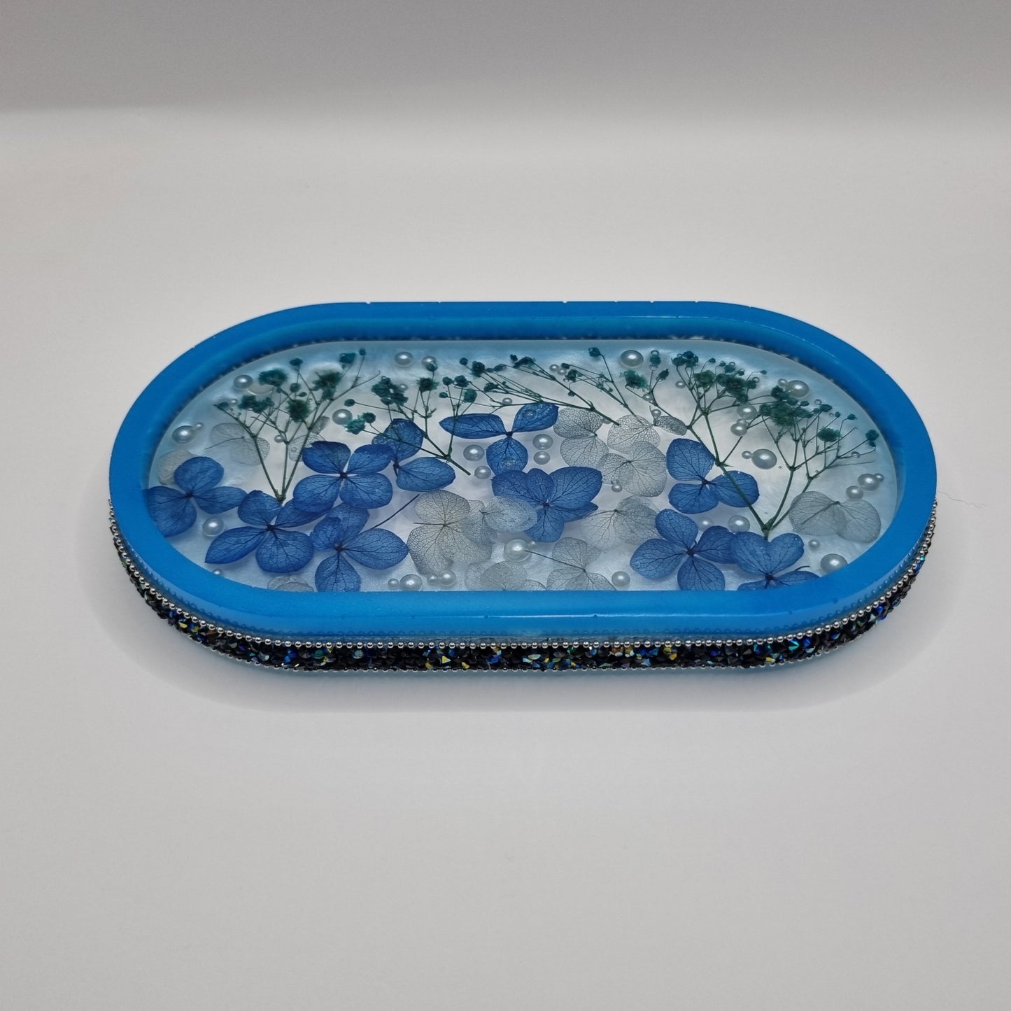 Blue Flowers & Pearls 2-piece Set - Decorative Tray