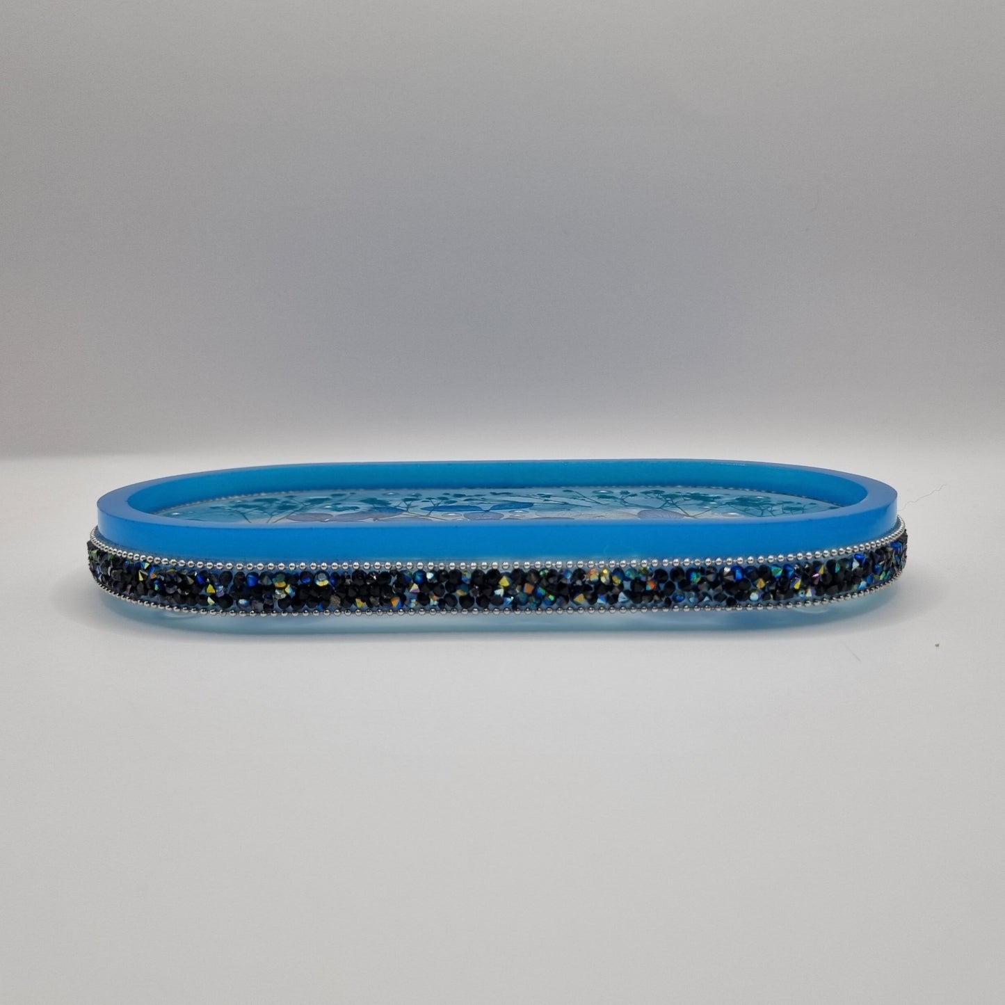 Blue Flowers & Pearls 2-piece Set - Decorative Tray