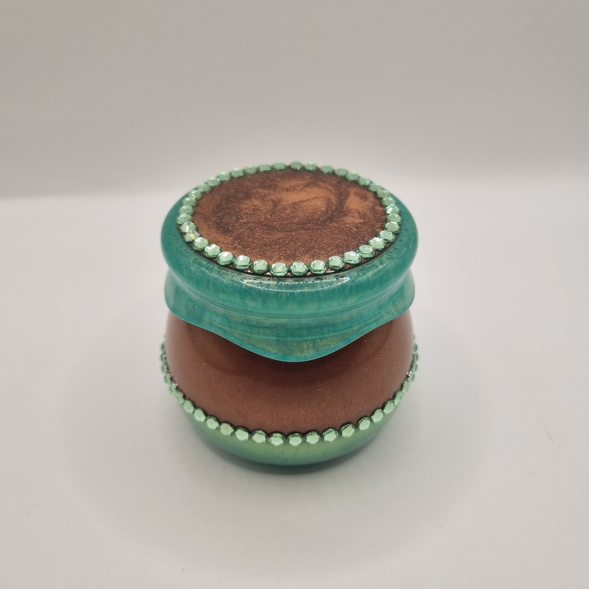Bronze & Jadeite Green Decorative Honey Pot Style Storage Jar