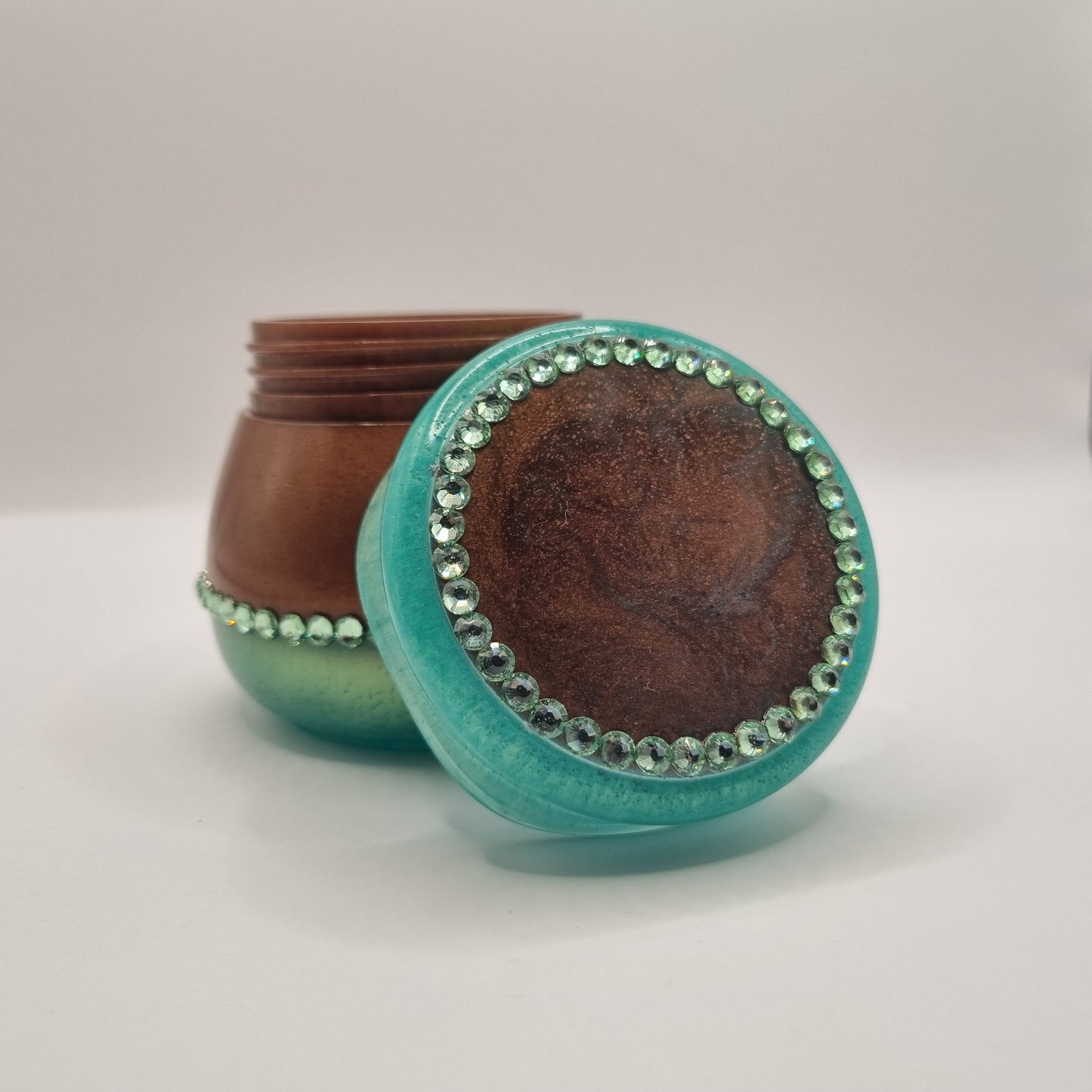Bronze & Jadeite Green Decorative Honey Pot Style Storage Jar