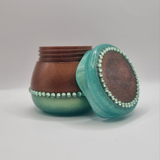 Bronze & Jadeite Green Decorative Honey Pot Style Storage Jar