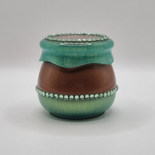 Bronze & Jadeite Green Decorative Honey Pot Style Storage Jar