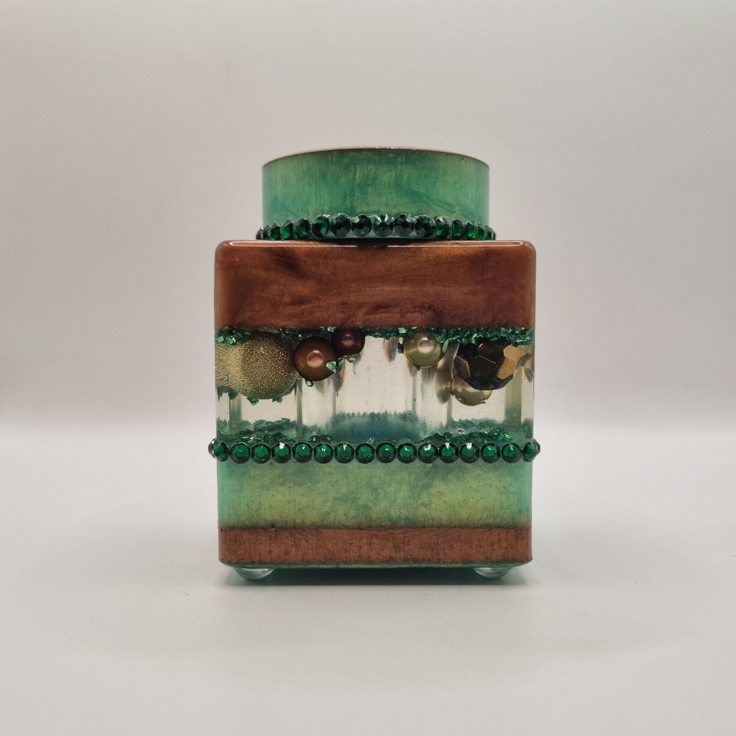Bronze & Jadeite Green 'Defying Gravity' Decorative Storage Jar