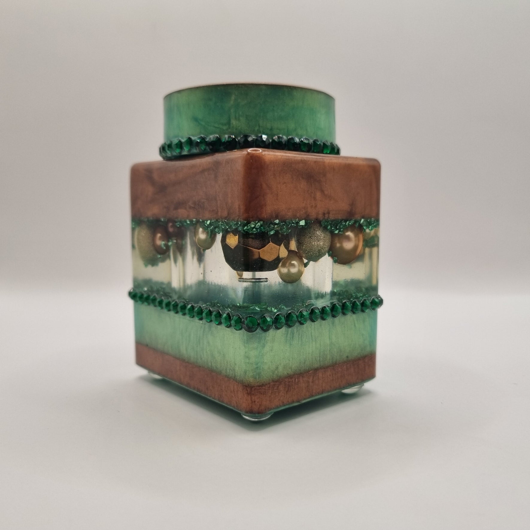 Bronze & Jadeite Green 'Defying Gravity' Decorative Storage Jar