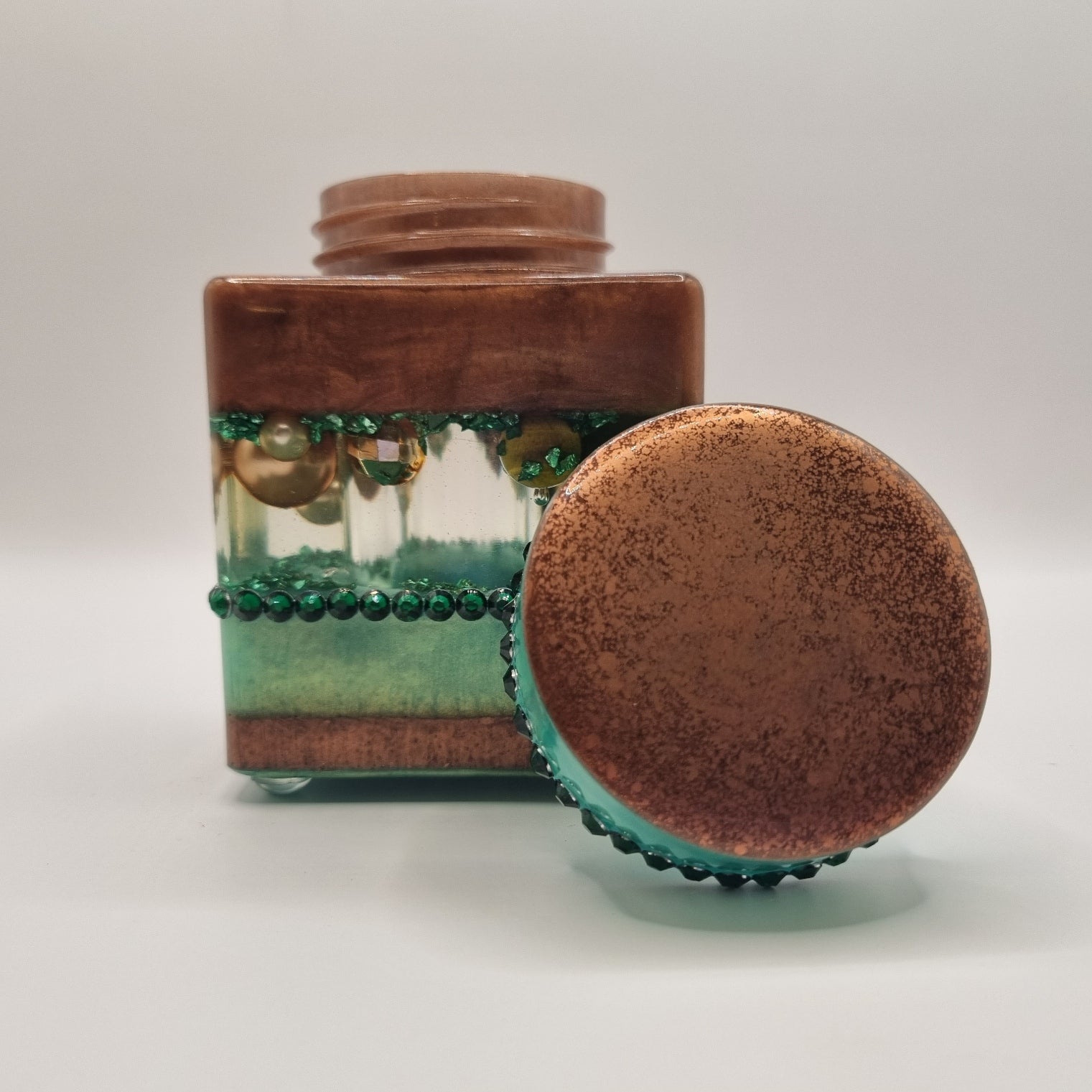 Bronze & Jadeite Green 'Defying Gravity' Decorative Storage Jar