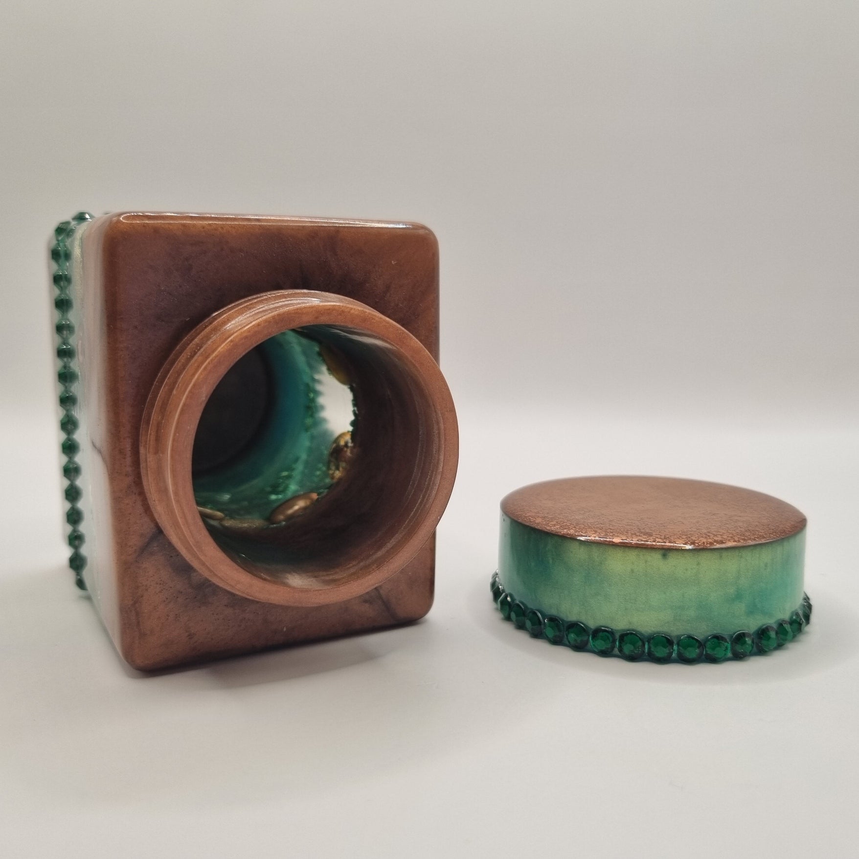 Bronze & Jadeite Green 'Defying Gravity' Decorative Storage Jar