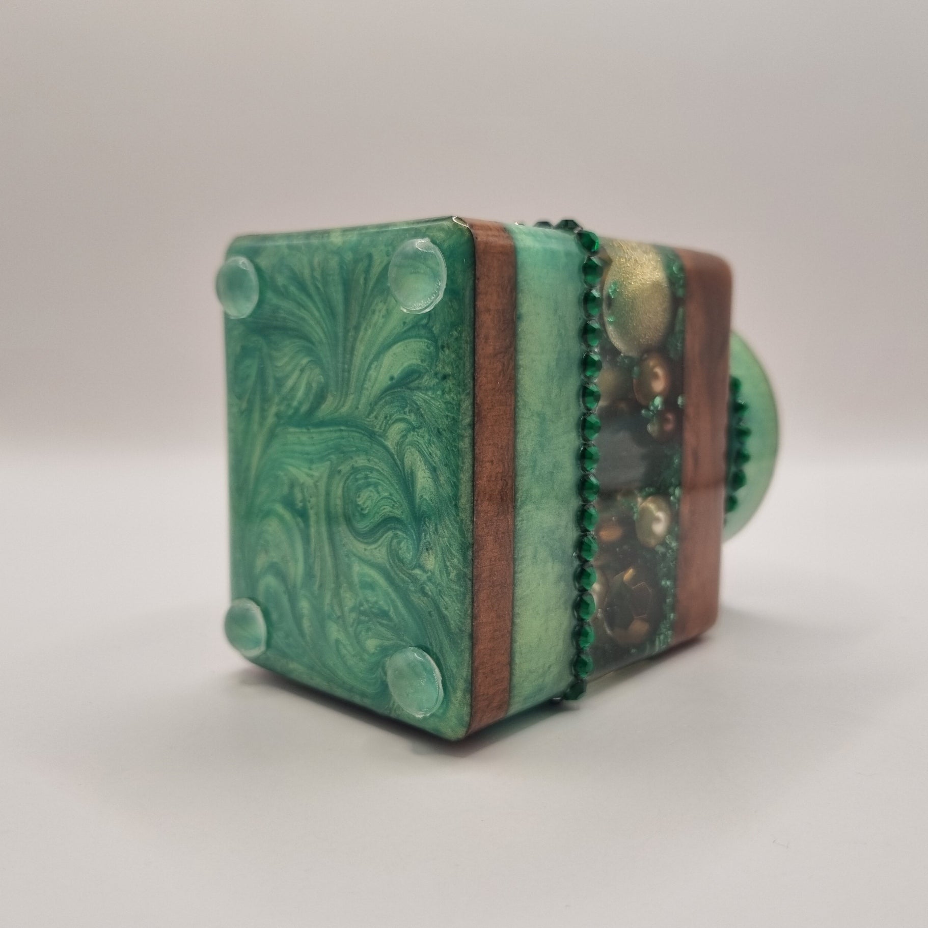 Bronze & Jadeite Green 'Defying Gravity' Decorative Storage Jar