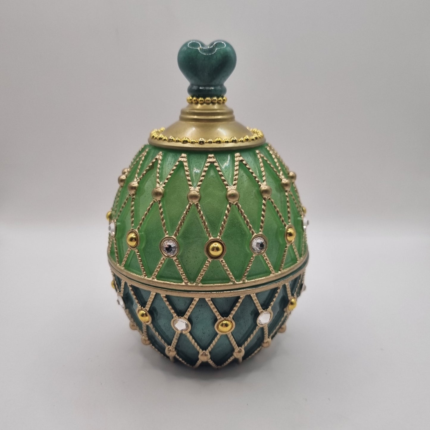 Green Faberge Style Egg Shaped Jewellery Trinket Box