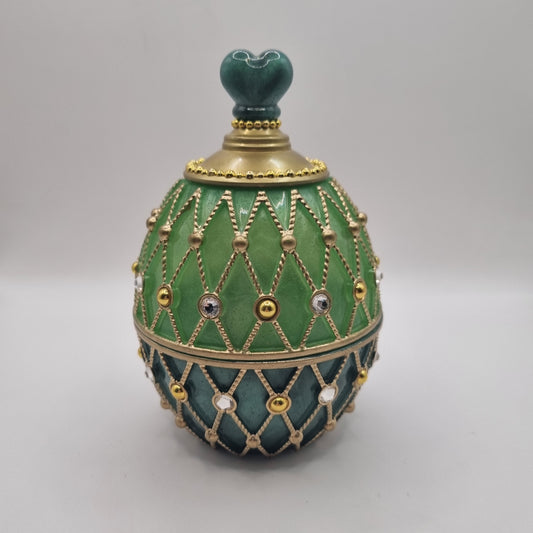 Green Faberge Style Egg Shaped Jewellery Trinket Box