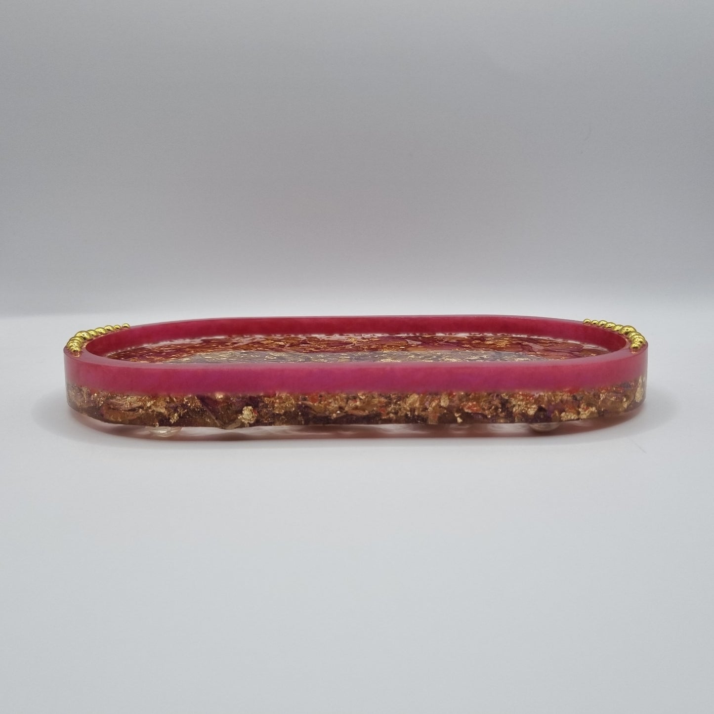 Fuchsia & Gold Rose Bouquet 3-piece Set - Decorative Tray