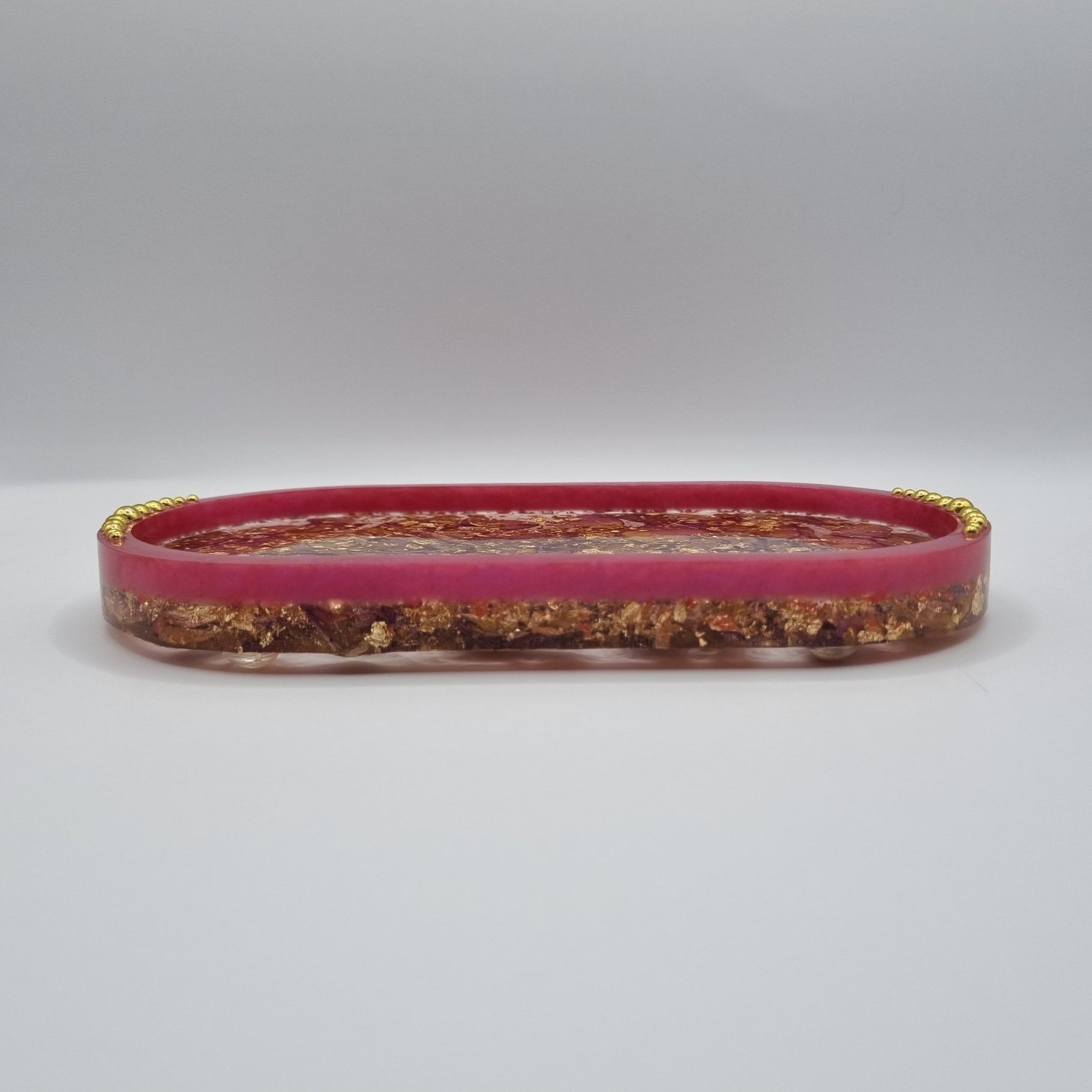 Fuchsia & Gold Rose Bouquet 3-piece Set - Decorative Tray