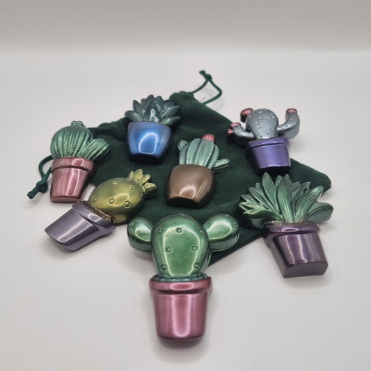Set of 7 'Shades Of Green' Cactus Fridge Magnets