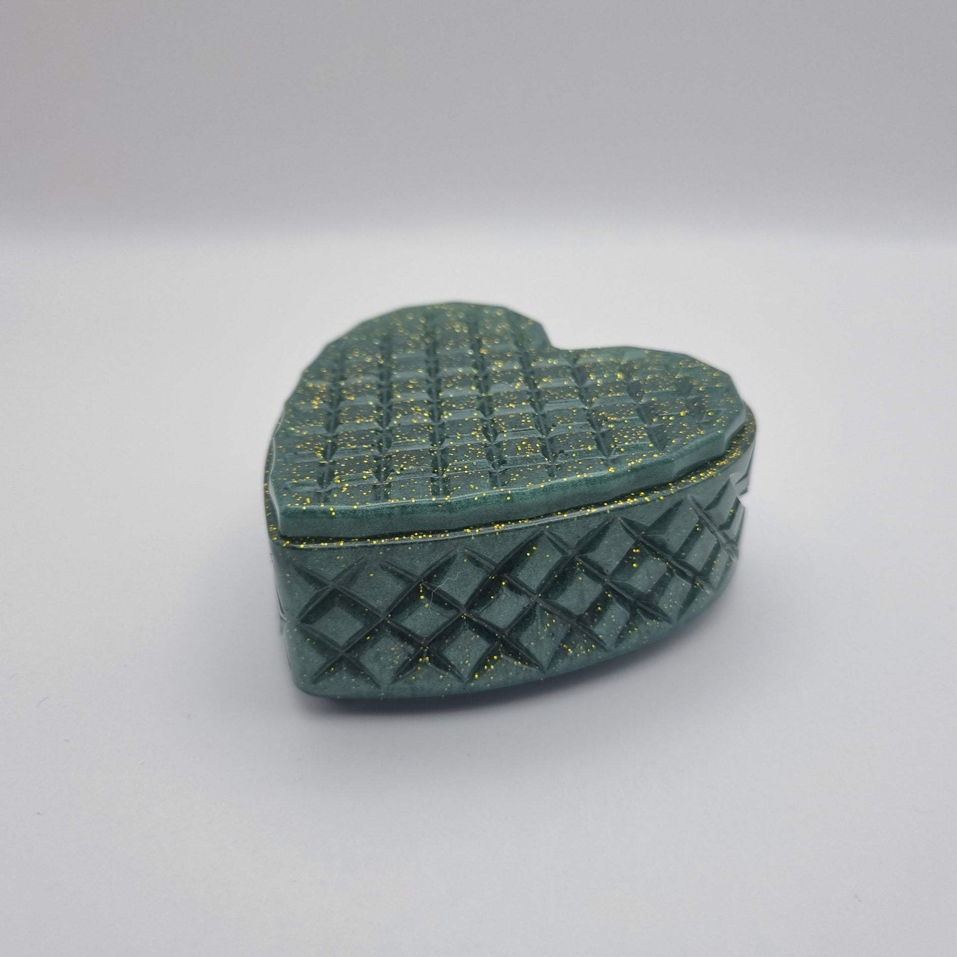 Dark Green & Gold Glitter Heart Shaped Box