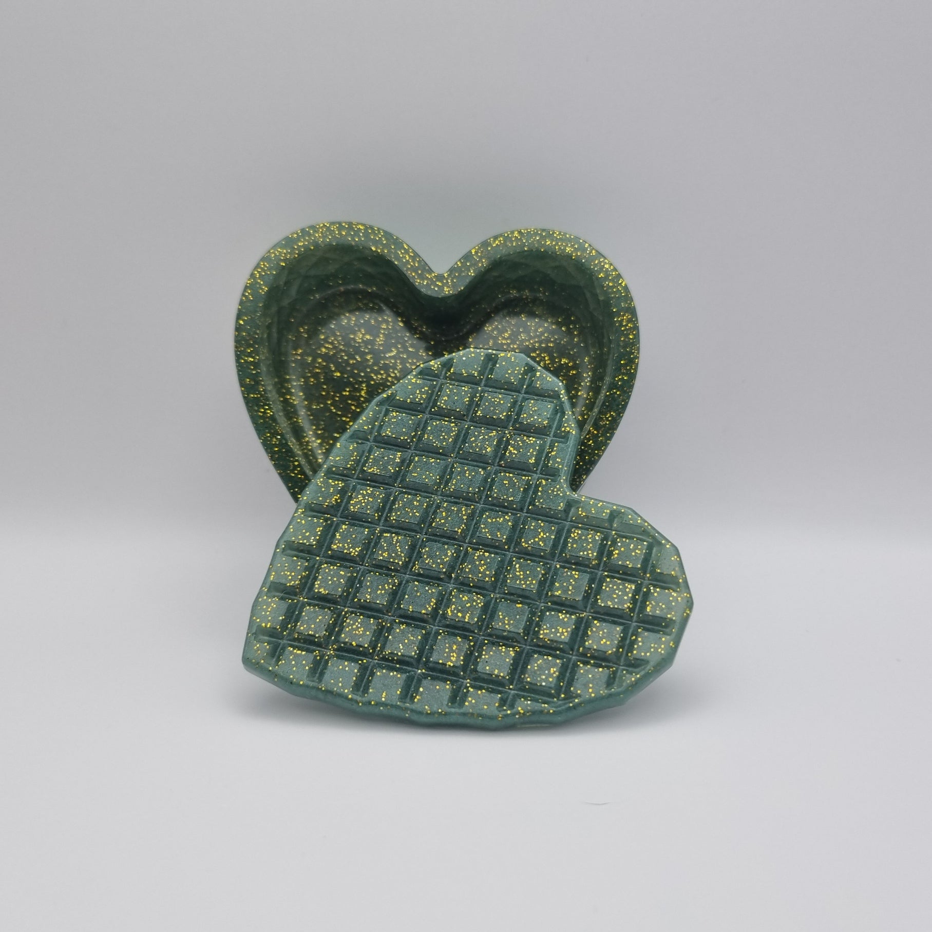 Dark Green & Gold Glitter Heart Shaped Box