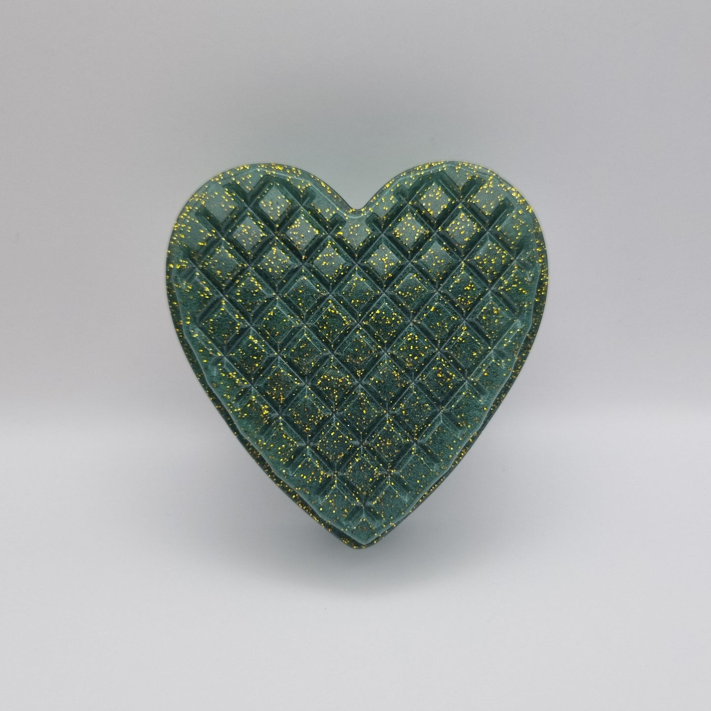 Dark Green & Gold Glitter Heart Shaped Box
