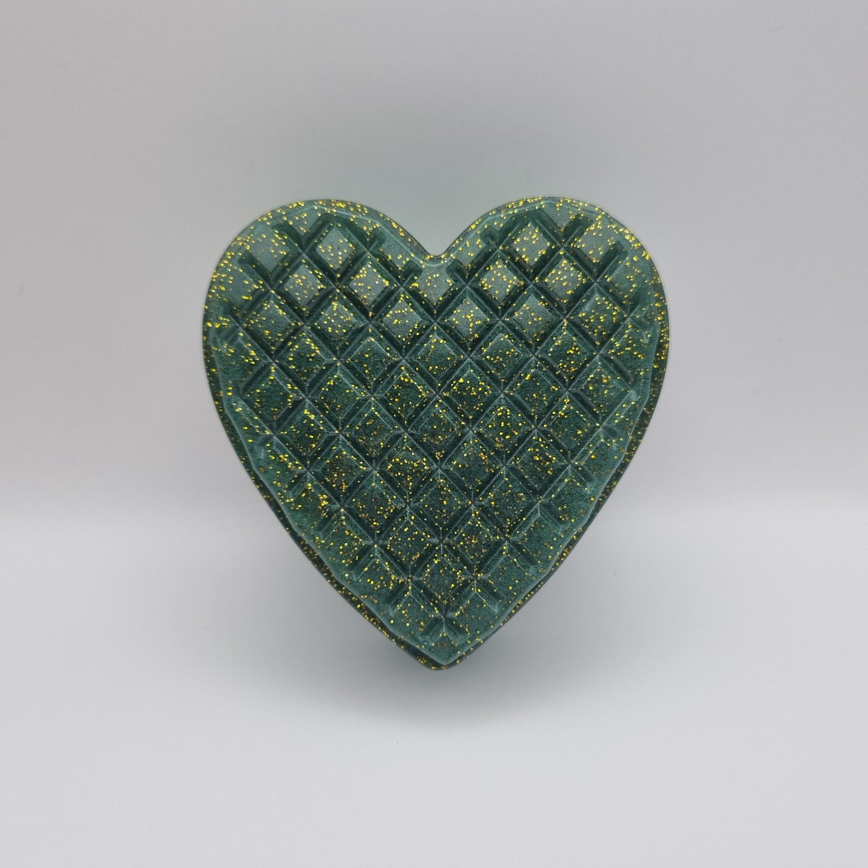 Dark Green & Gold Glitter Heart Shaped Box