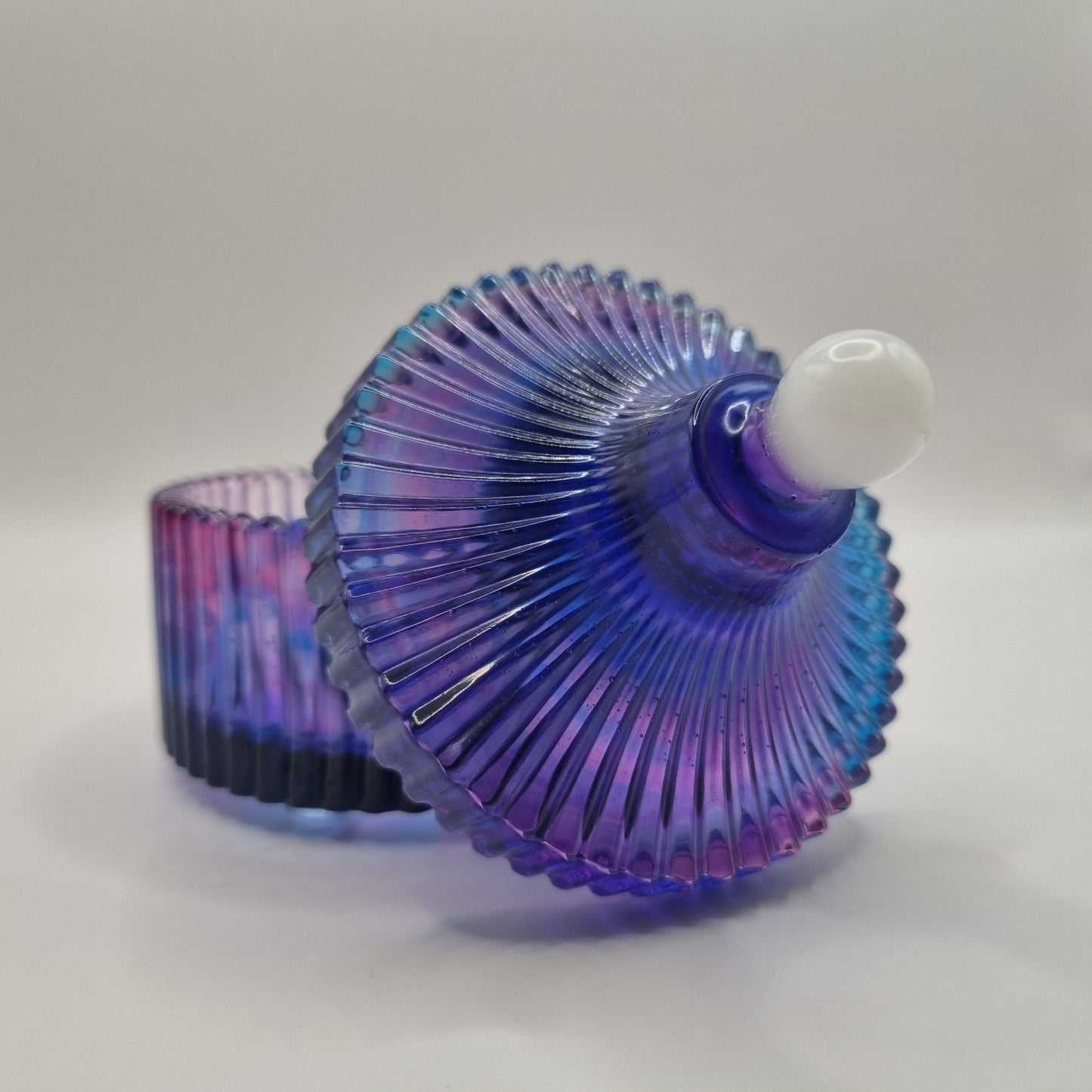 Multi-Colored Round Fluted Trinket Pot