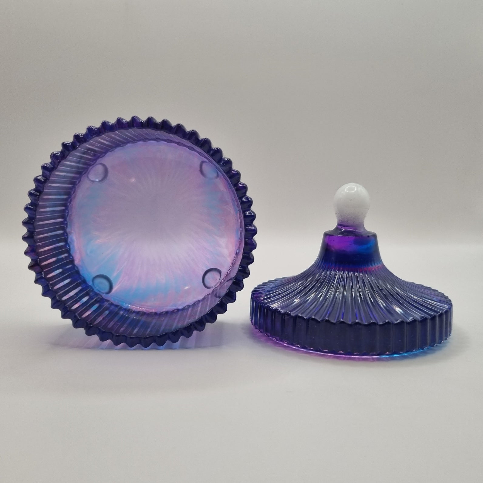 Multi-Colored Round Fluted Trinket Pot