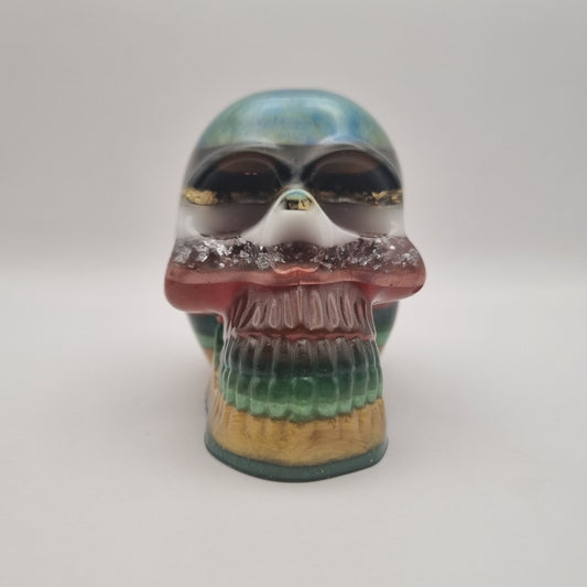 Large Skull Layered Multi-Coloured Paperweight