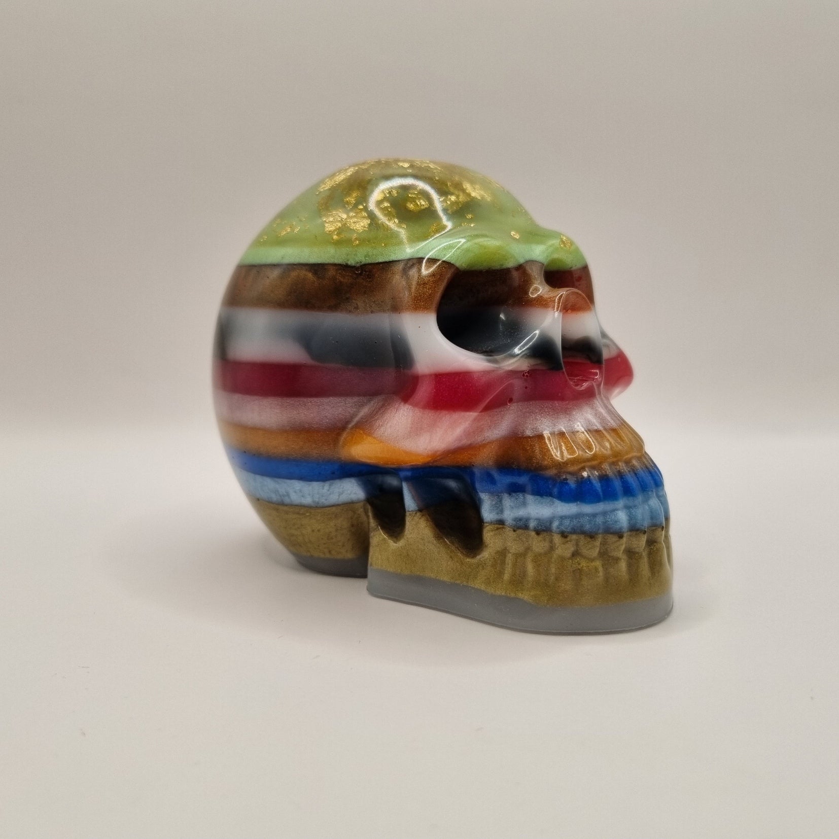 Large Skull Layered Multi-Coloured Paperweight