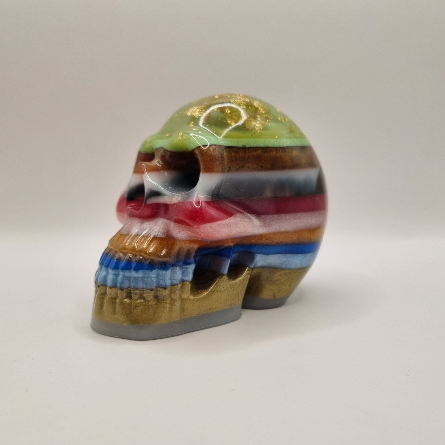 Large Skull Layered Multi-Coloured Paperweight