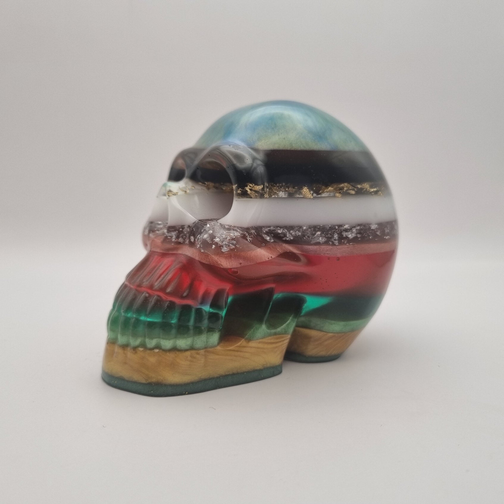 Large Skull Layered Multi-Coloured Paperweight