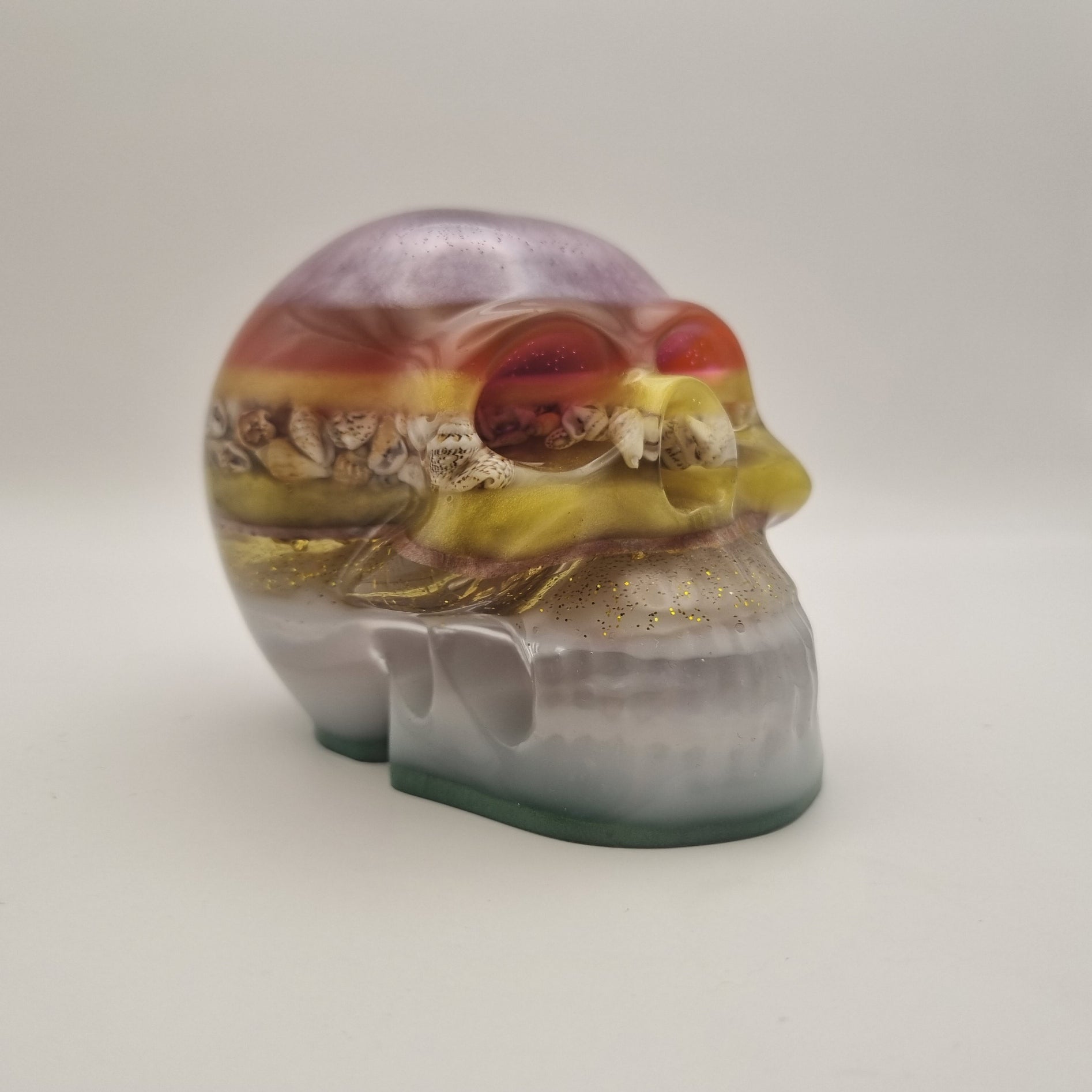 Large Skull Layered Multi-Coloured Paperweight